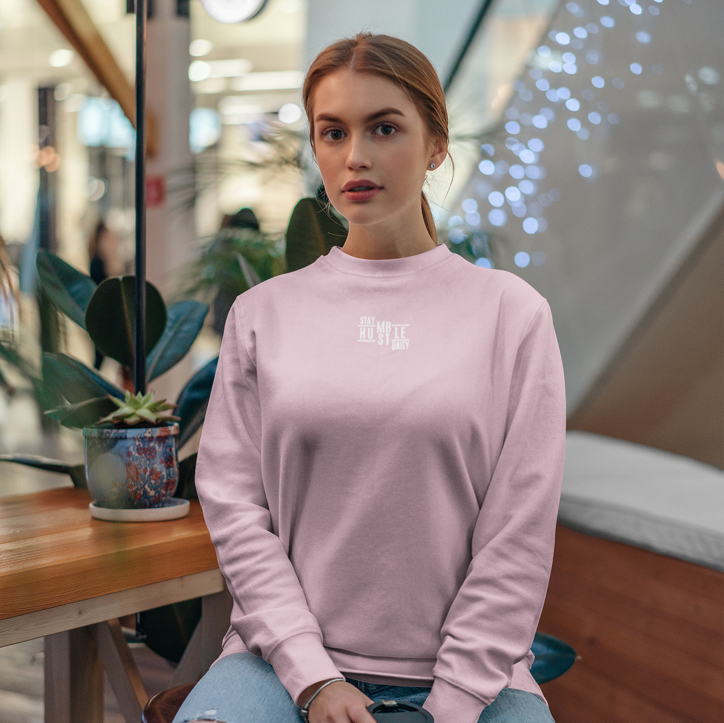 Women's Stay Humble Hustle Daily Embroidered Pullover